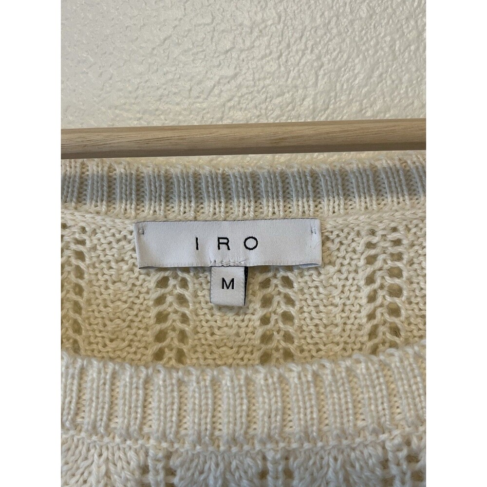 IRO Dafgan Alpaca Wool Blend Sweater Size Medium Cream Open Knit Country Cottage - Picture 3 of 7